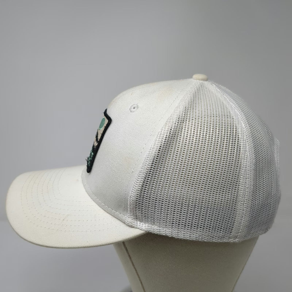 Alpine Design Trucker Hat White One Size Mountain Patch Mesh Back Snapback Cap