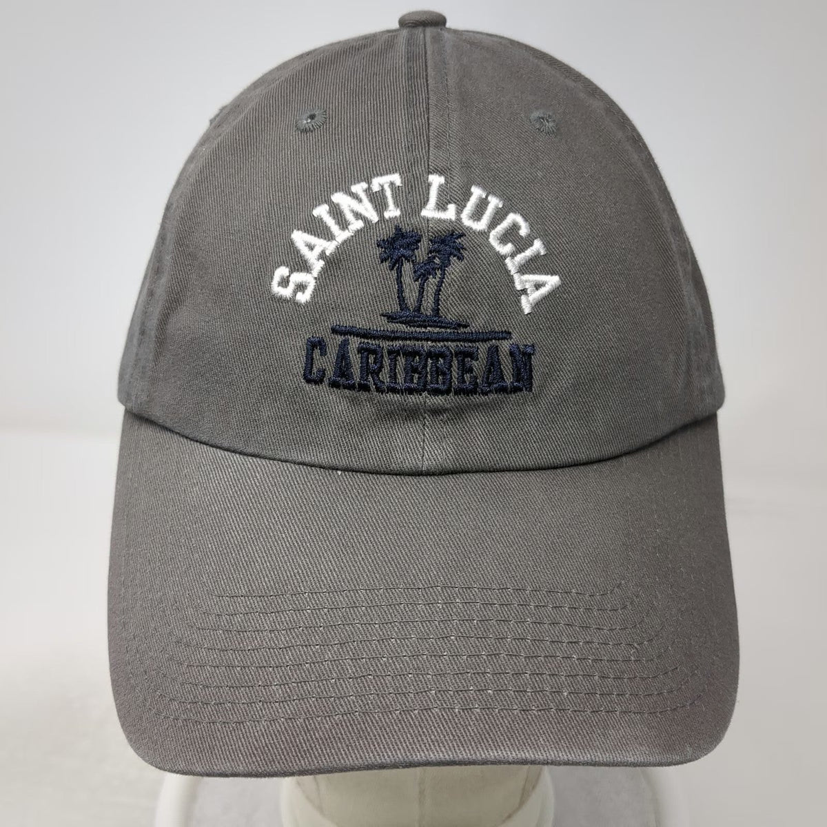 Fahrenheit Baseball Cap Gray One Size Saint Lucia Caribbean Palm Tree Cotton Hat