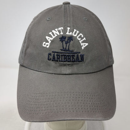 Fahrenheit Baseball Cap Gray One Size Saint Lucia Caribbean Palm Tree Cotton Hat