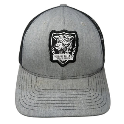 Richardson Trucker Hat Gray Black One Size Bulls Head Public House Snapback