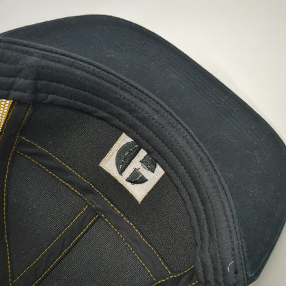CAT Trucker Hat Black Gold One Size Mesh Snapback Flat Brim Construction Patch
