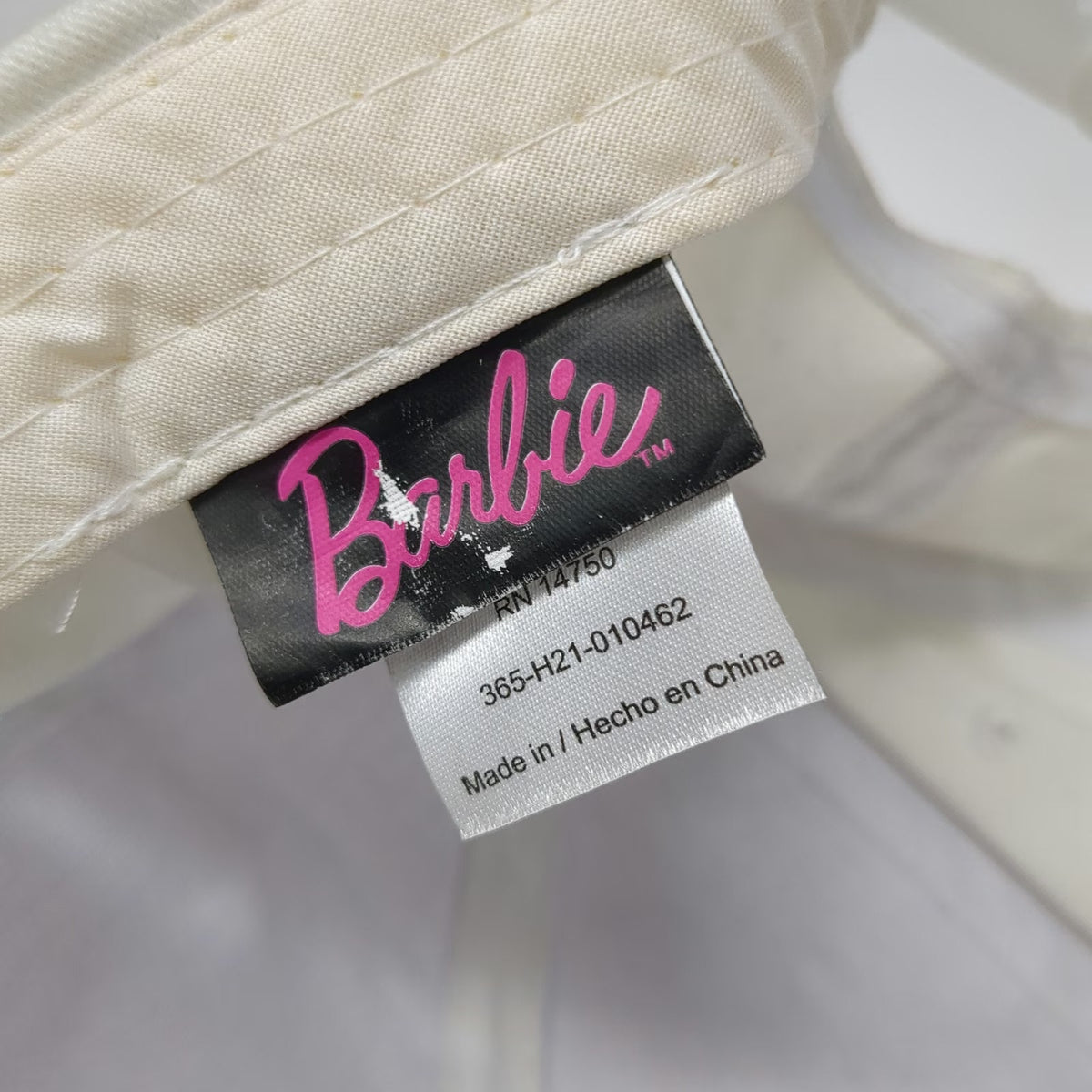 Barbie Snapback White One Size Pink Heart Embroidered Curved Brim 6 Panel Hat