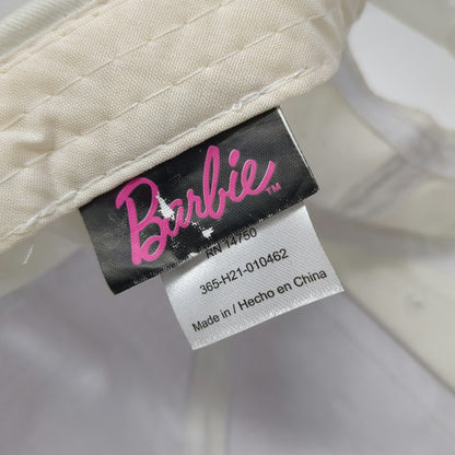Barbie Snapback White One Size Pink Heart Embroidered Curved Brim 6 Panel Hat