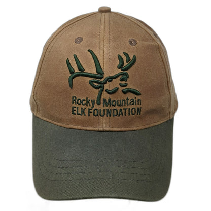 Rocky Mountain Elk Foundation Baseball Cap Brown One Size Strapback Antlers Hat