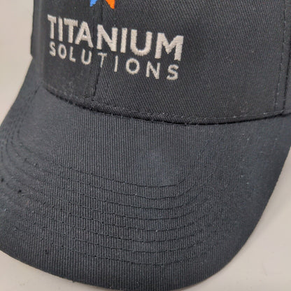 Titanium Solutions Strapback Hat Black One Size Embroidered 6 Panel