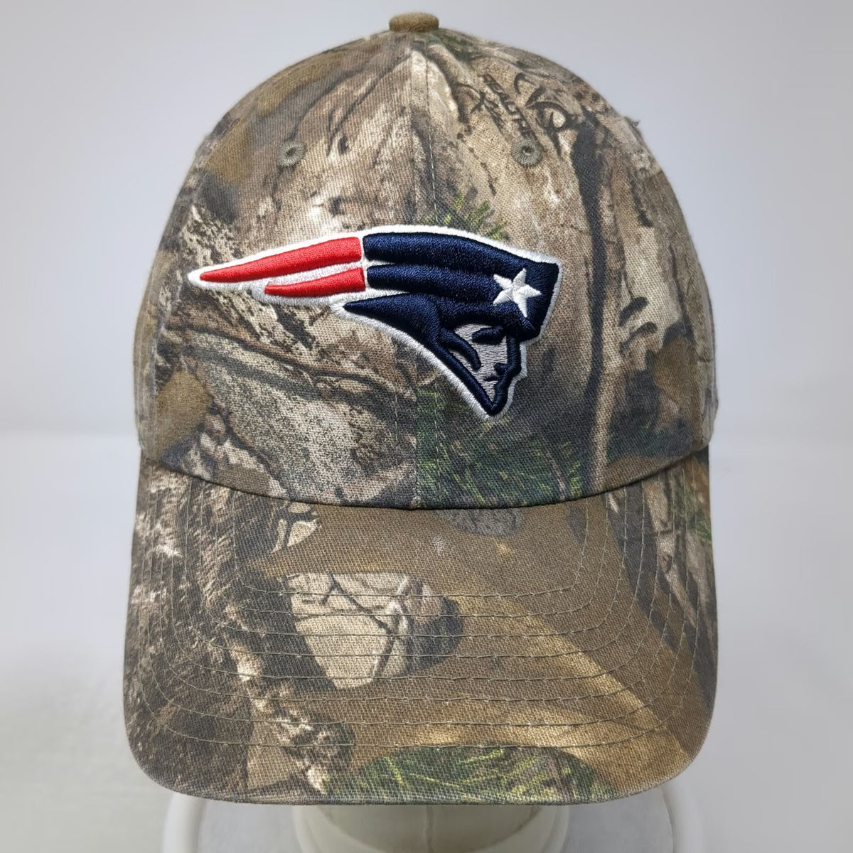 OTS NFL New England Patriots Baseball Cap Brown Camo One Size Slideback Hat Logo