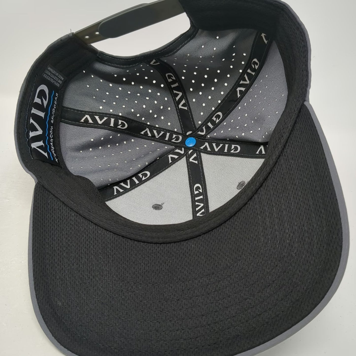 AVID Trucker Hat Gray One Size Snapback Fishing Hook Patch Laser Cut Performance