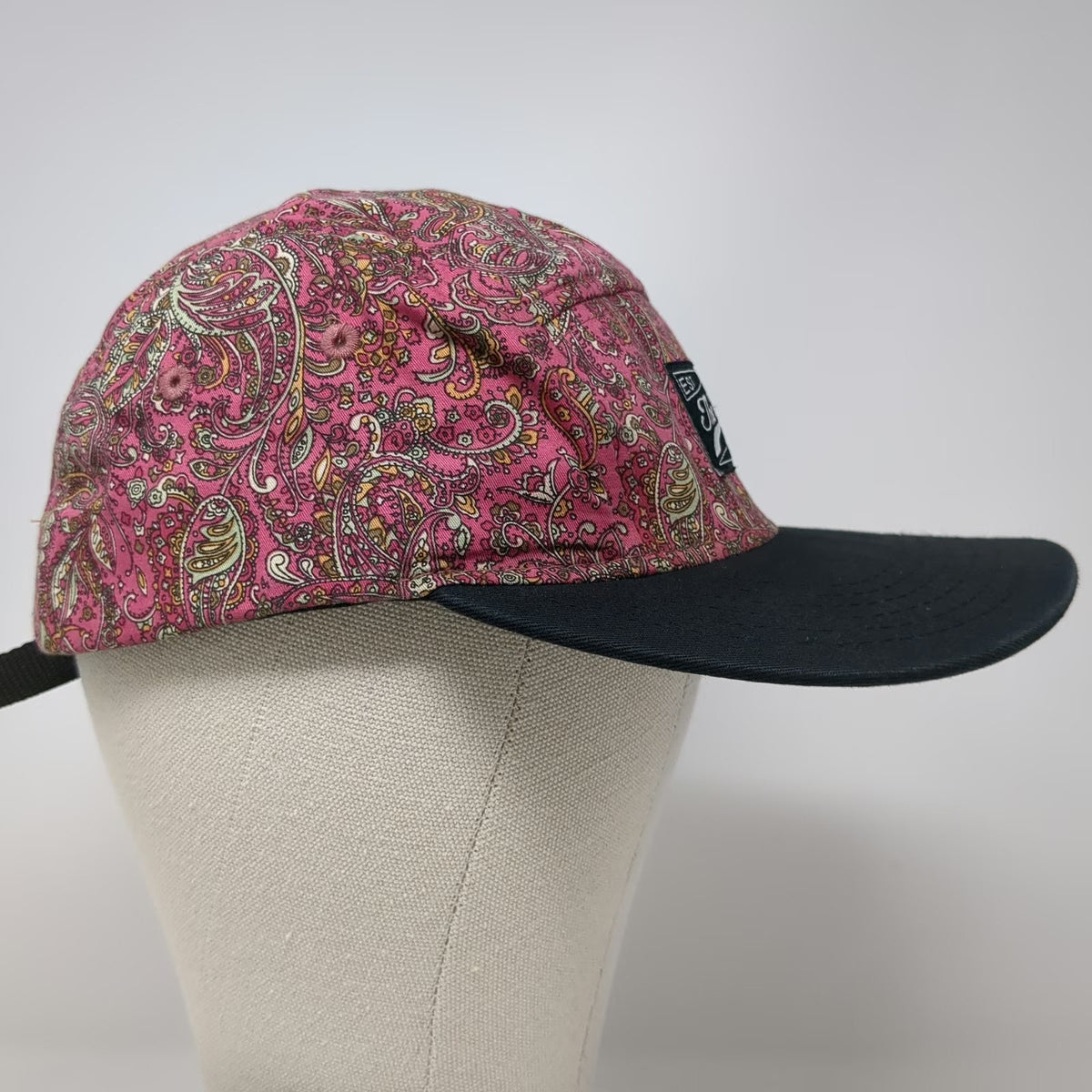The Way 5 Panel Pink Paisley Hat One Size Strapback Flat Brim Patch Floral