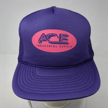 Ace Industrial Supply Snapback Trucker Hat Purple OS Adjustable Mesh Back Rope