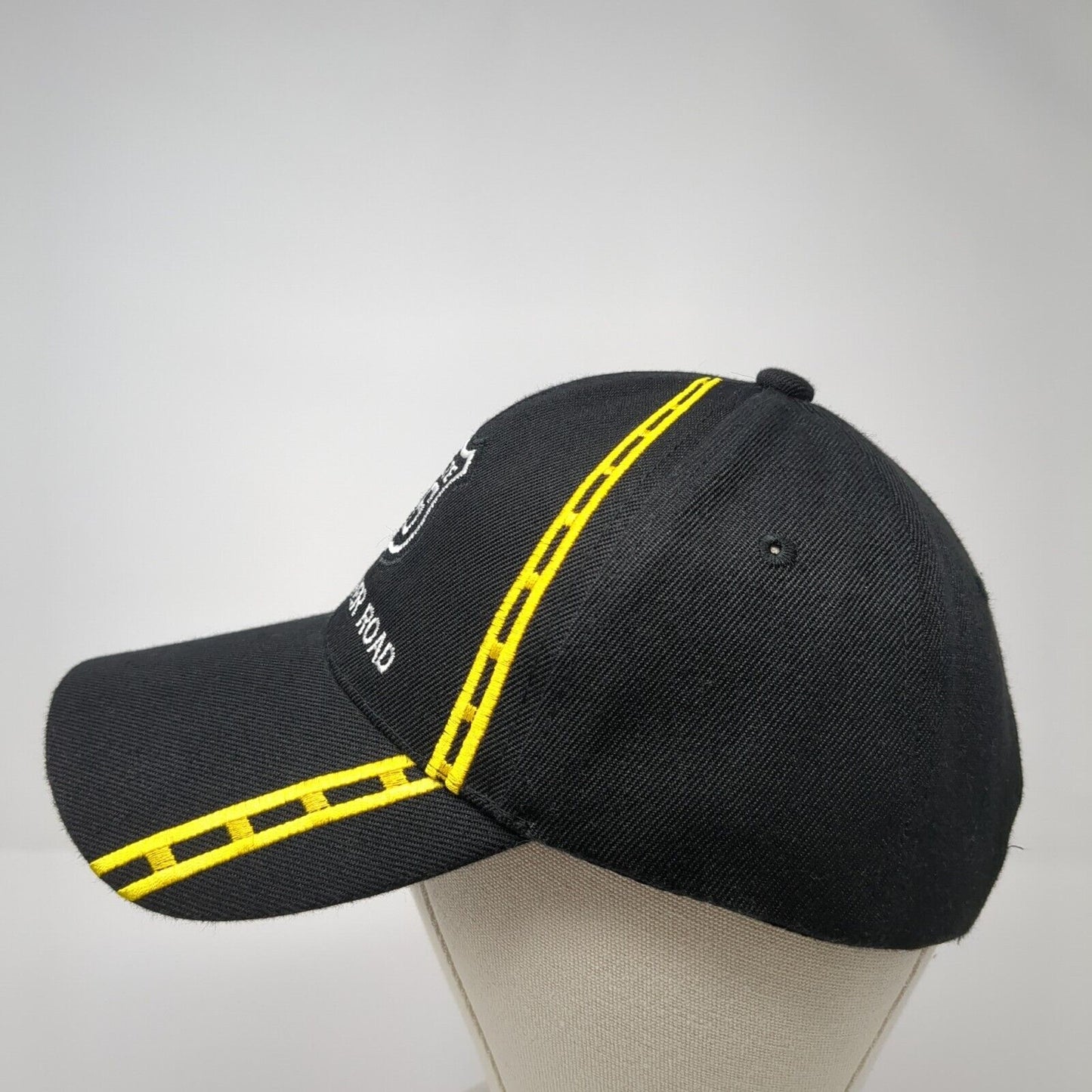 Route 66 The Mother Road Strapback Hat Black One Size Adjustable Embroidered