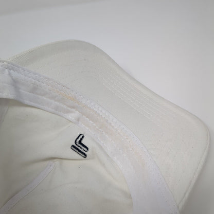 FILA Slideback Hat White One Size Adjustable Embroidered Vented Holes Cotton