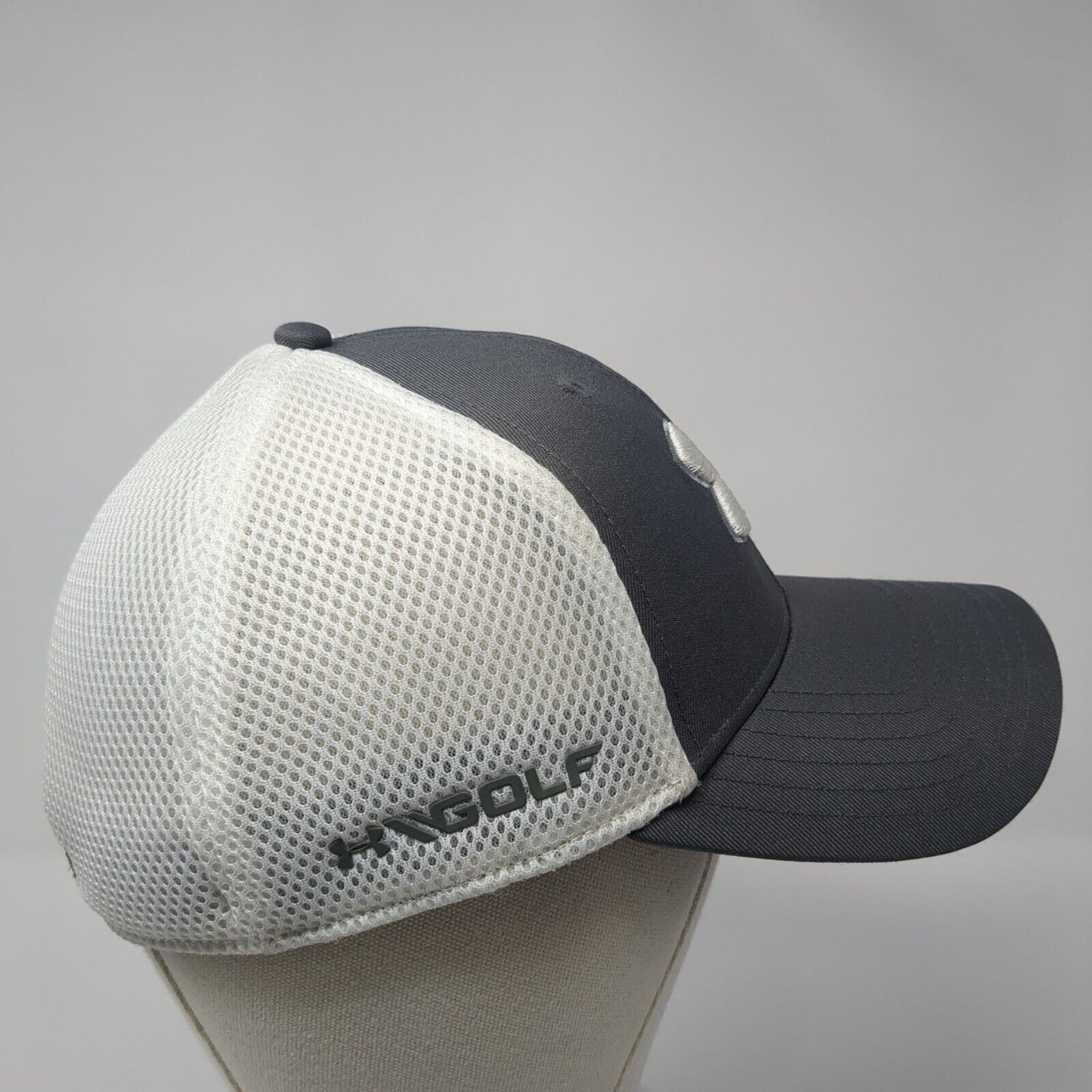 Under Armour Golf Fitted Mesh Back Hat Gray M/L Colorblock Embroidered