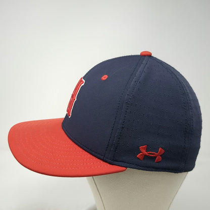 Under Armour Baseball Cap Blue Red S Fitted American Flag Perforated Stretch Hat