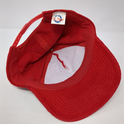 Re Play Snapback Hat Red One Size Adjustable Solid Corduroy Blank