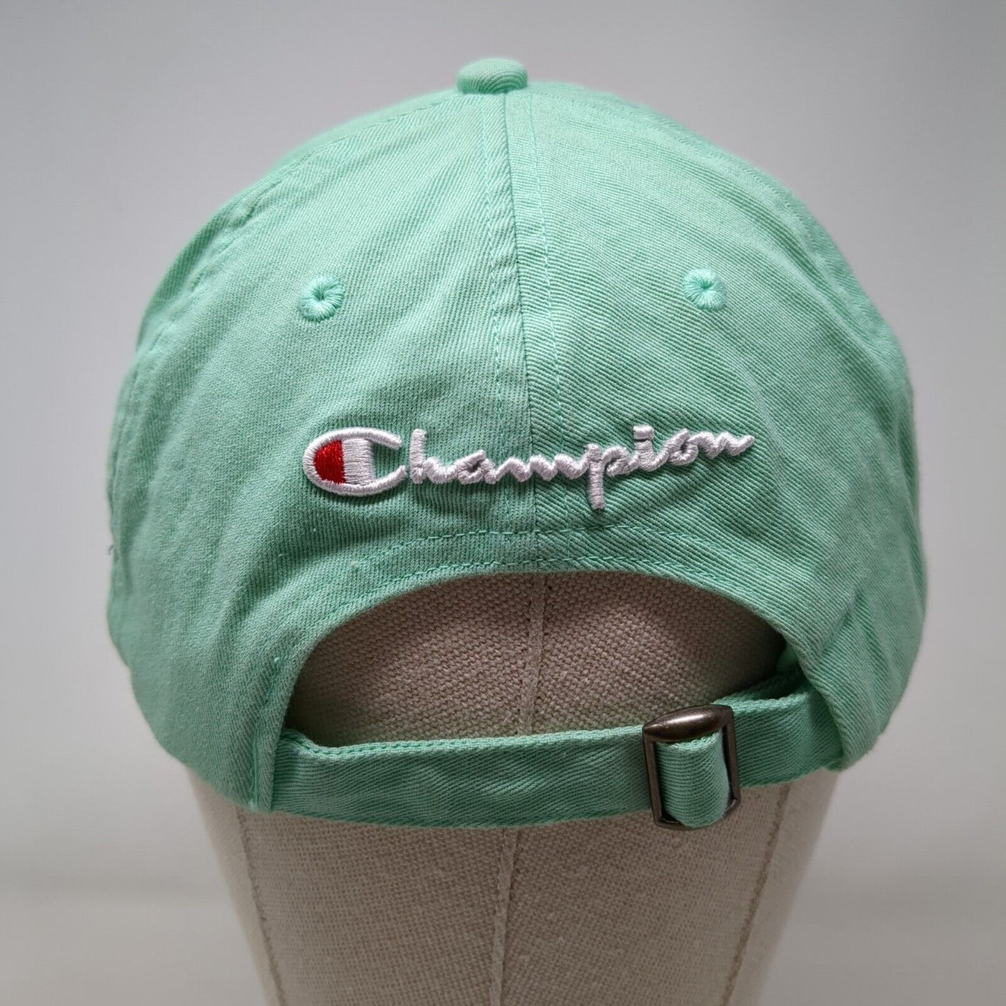 Champion Slideback Hat Green OSFA Adjustable Embroidered Vented Holes 6 Panel