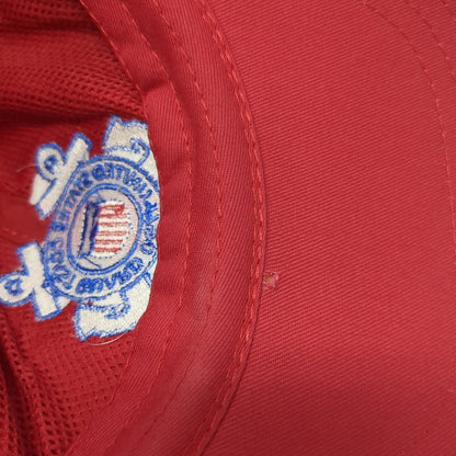 United States Coast Guard Slideback Hat Red One Size Leather Strap