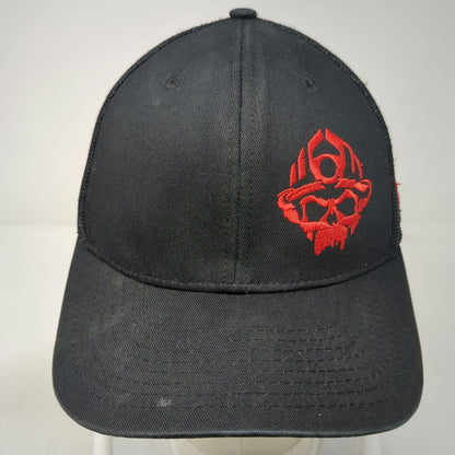 Black Helmet Trucker Hat One Size Red Skull Fire Fighter Mesh Snapback Logo Cap