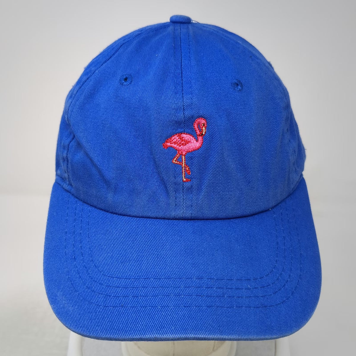 City Hunter Baseball Cap Blue One Size Embroidered Pink Flamingo Cotton Hat