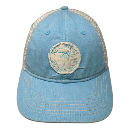 Blue 84 Trucker Hat Beige One Size Key West Palm Tree Patch Mesh Back Snapback