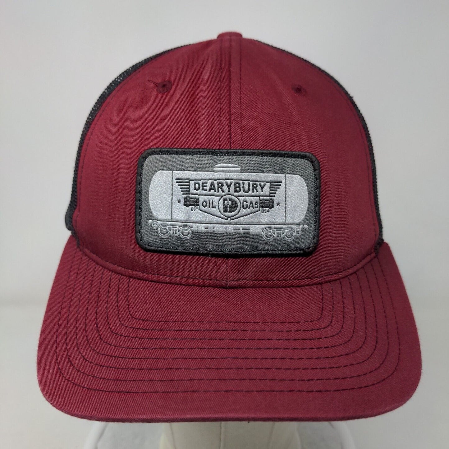 Dearybury Oil Gas Snapback Trucker Hat Red One Size Adjustable Mesh Back
