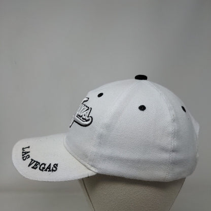 Las Vegas Strapback Hat White One Size Embroidered Vent Holes 6 Panel