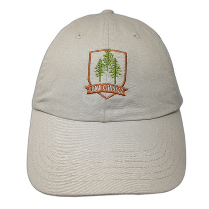 Camp Chussid Pine Trees Crest Beige One Size Baseball Cap Cotton Slideback Hat