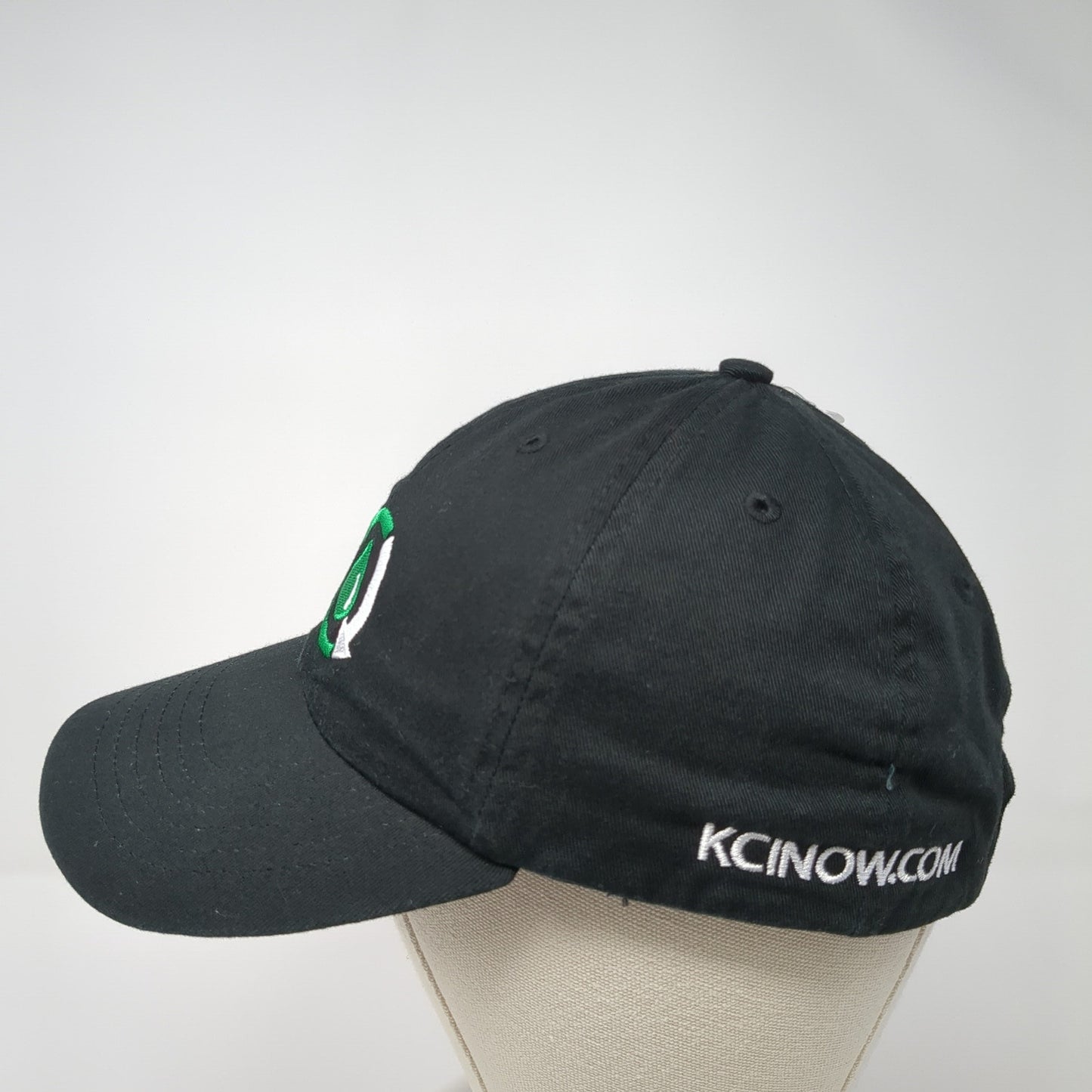 KCINOW.com Slideback Hat Black Embroidered Logo 100% Cotton Adjustable