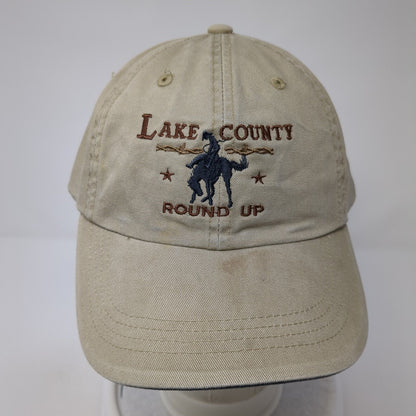 Lake County Round Up Strapback Hat Tan OS Adjustable Embroidered Port Authority