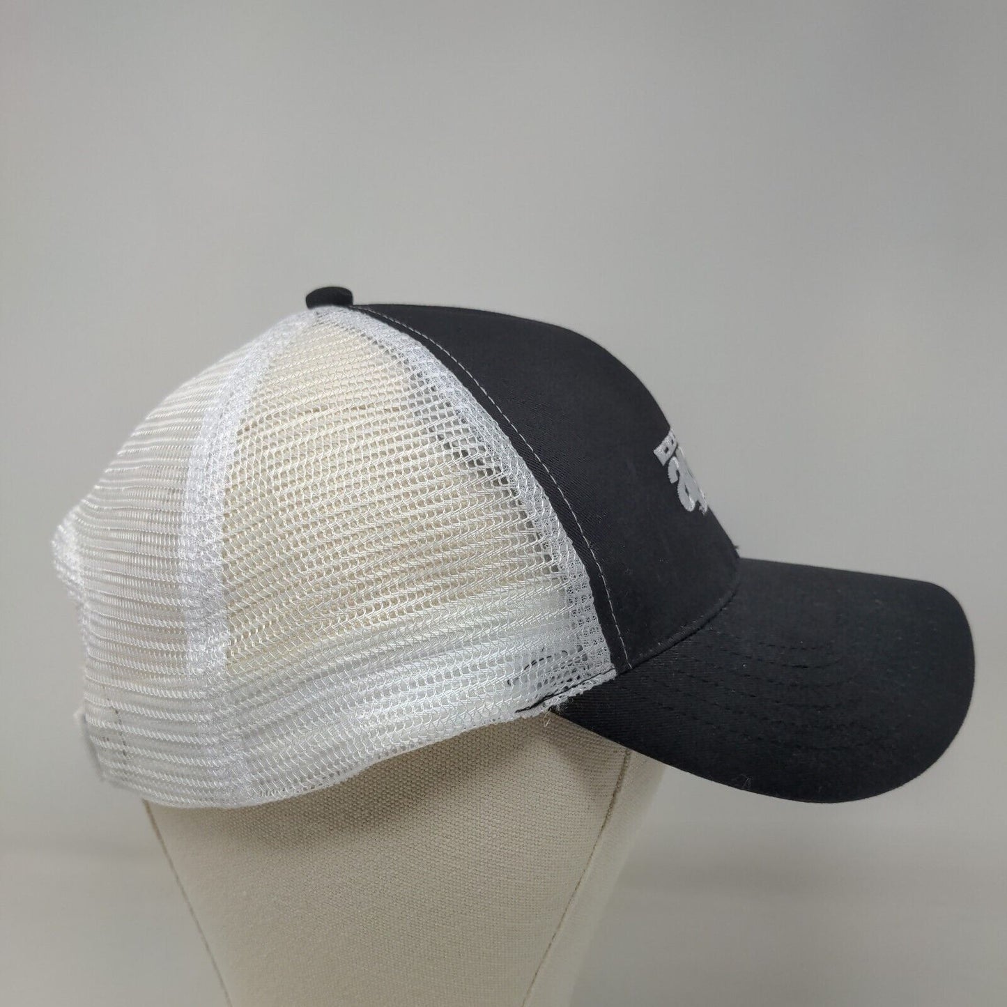 Unbranded Men's APAC Strapback Mesh Back Hat Black White Embroidered Logo