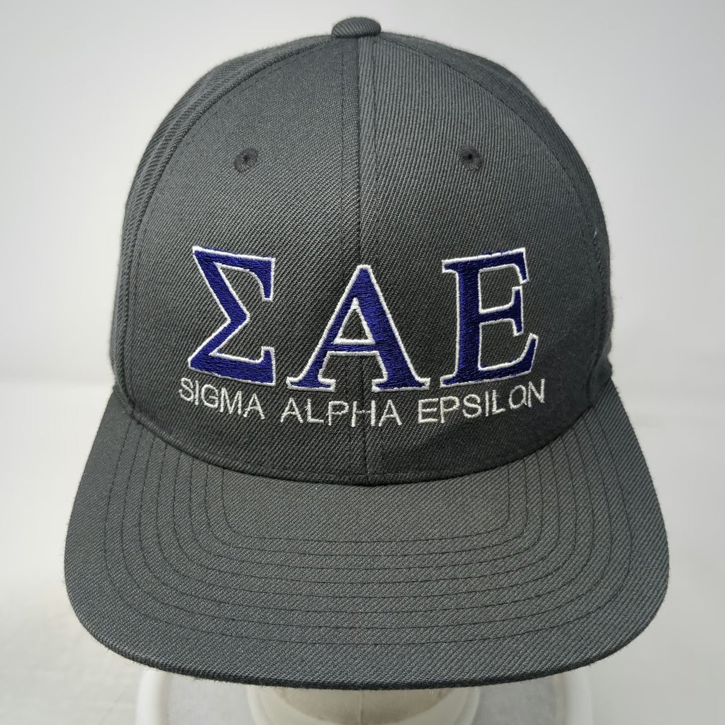 Yupoong Snapback Hat Gray One Size Sigma Alpha Epsilon Greek Life Flat Brim
