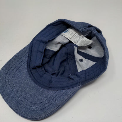 Old Navy Baby Stretch Strapback Hat Blue 6-12 Months Denim Vented Holes Blank