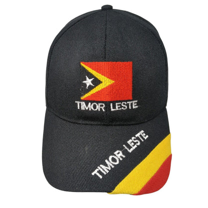 Timor Leste Strapback Hat Black OS Adjustable Embroidered Patriotic 6 Panel