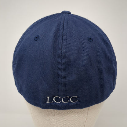 LCCC Fitted Hat Blue L-XL Embroidered Logo Stretch Flexfit Yupoong