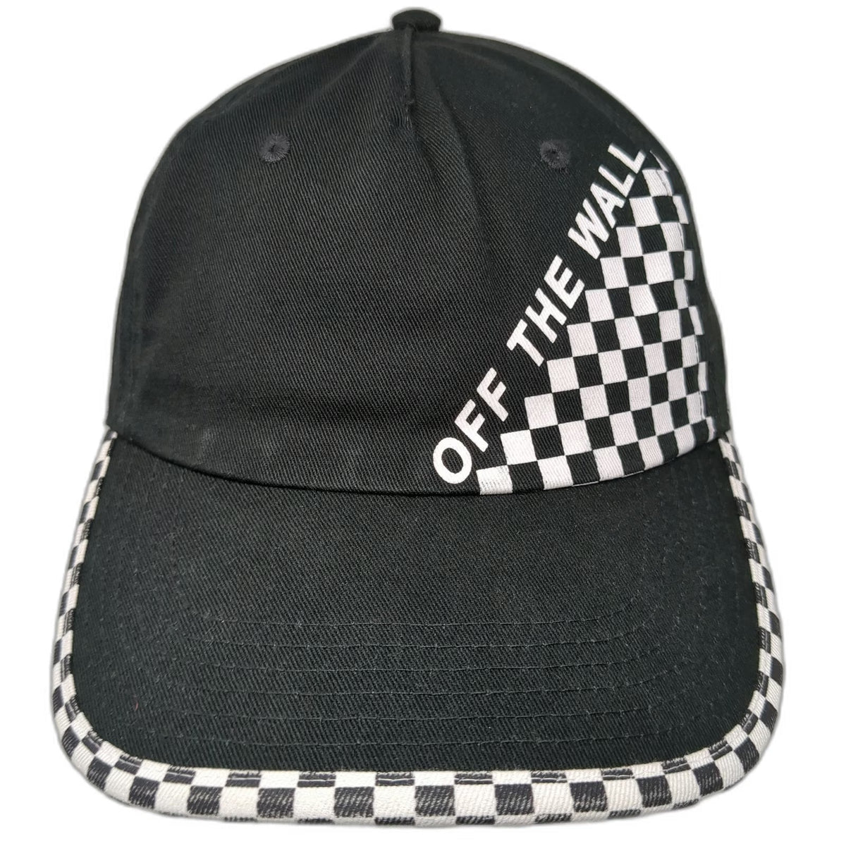 Vans 5 Panel Black One Size Hat Checkered Off The Wall Graphic Slideback