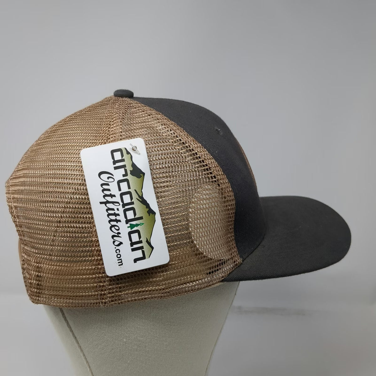 Arcadian Outfitters Gray One Size Trucker Hat Snapback Mesh Patch ID Logo Fish
