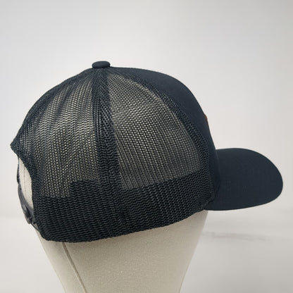 HAKA Trucker Hat Black One Size Leather Patch Fox Island WA Mesh Snapback Hat