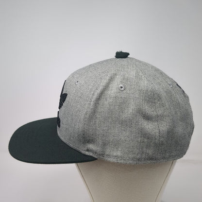 Adidas Snapback Gray One Size Black Flat Brim Trefoil Wool Blend Logo Hat