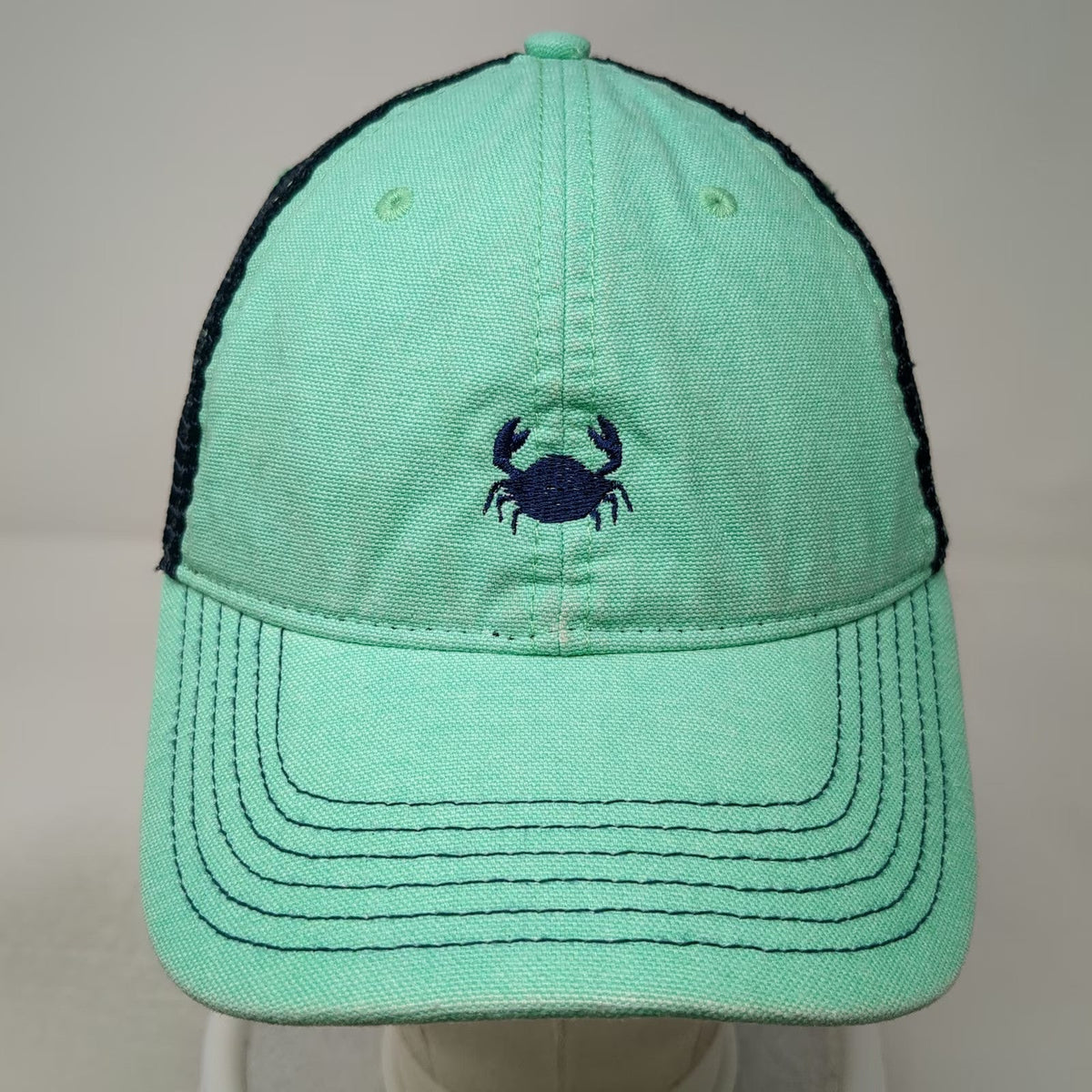 Legacy Trucker Hat Blue One Size Crab Embroidery Mesh Back Snapback Curved Brim