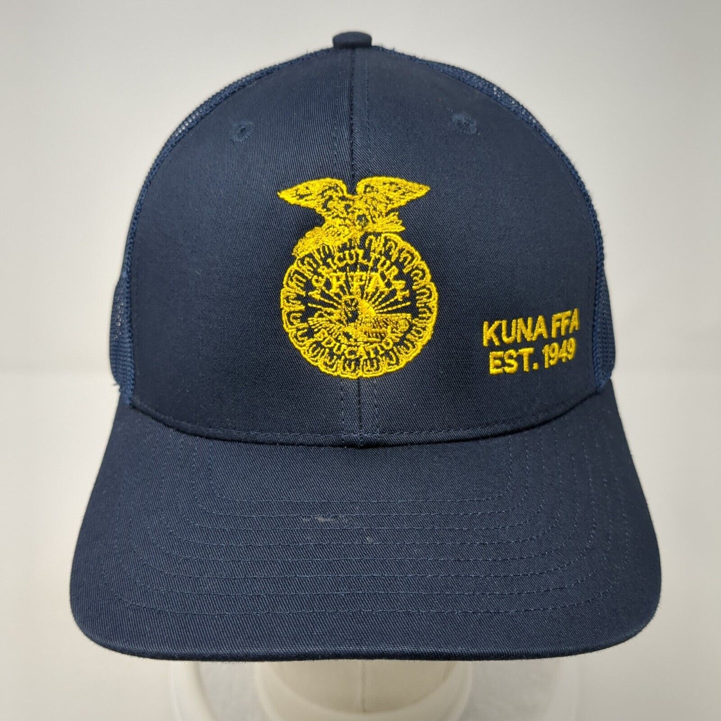KUNA FFA Est. 1949 Snapback Trucker Hat Blue OS Adjustable Mesh Back Richardson