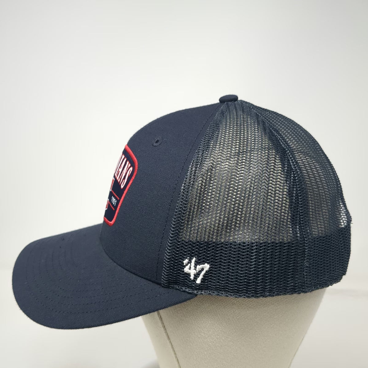 Cleveland Guardians MLB '47 Trucker Hat Gray Red White One Size Snapback Mesh