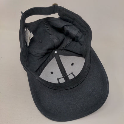 Quiksilver Slideback Hat Black OSFM Adjustable Patch Logo Vented Holes 6 Panel