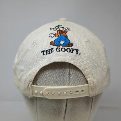 Disney Store Snapback White Blue Goofy Character Embroidery Cotton Hat Vintage