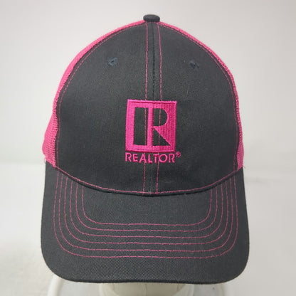 HitWear Realtor Trucker Hat Black Pink One Size Mesh Snapback Contrast Stitch