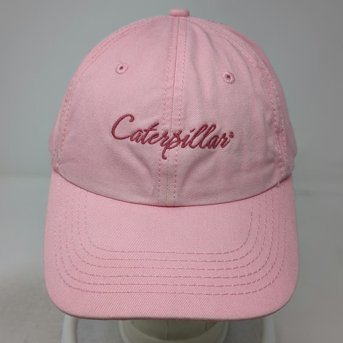 Caterpillar Baseball Cap Pink One Size Script Logo Cotton Slideback Hat