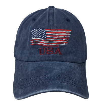 Unbranded Men's Slideback Hat Blue Embroidered USA American Flag Patriotic