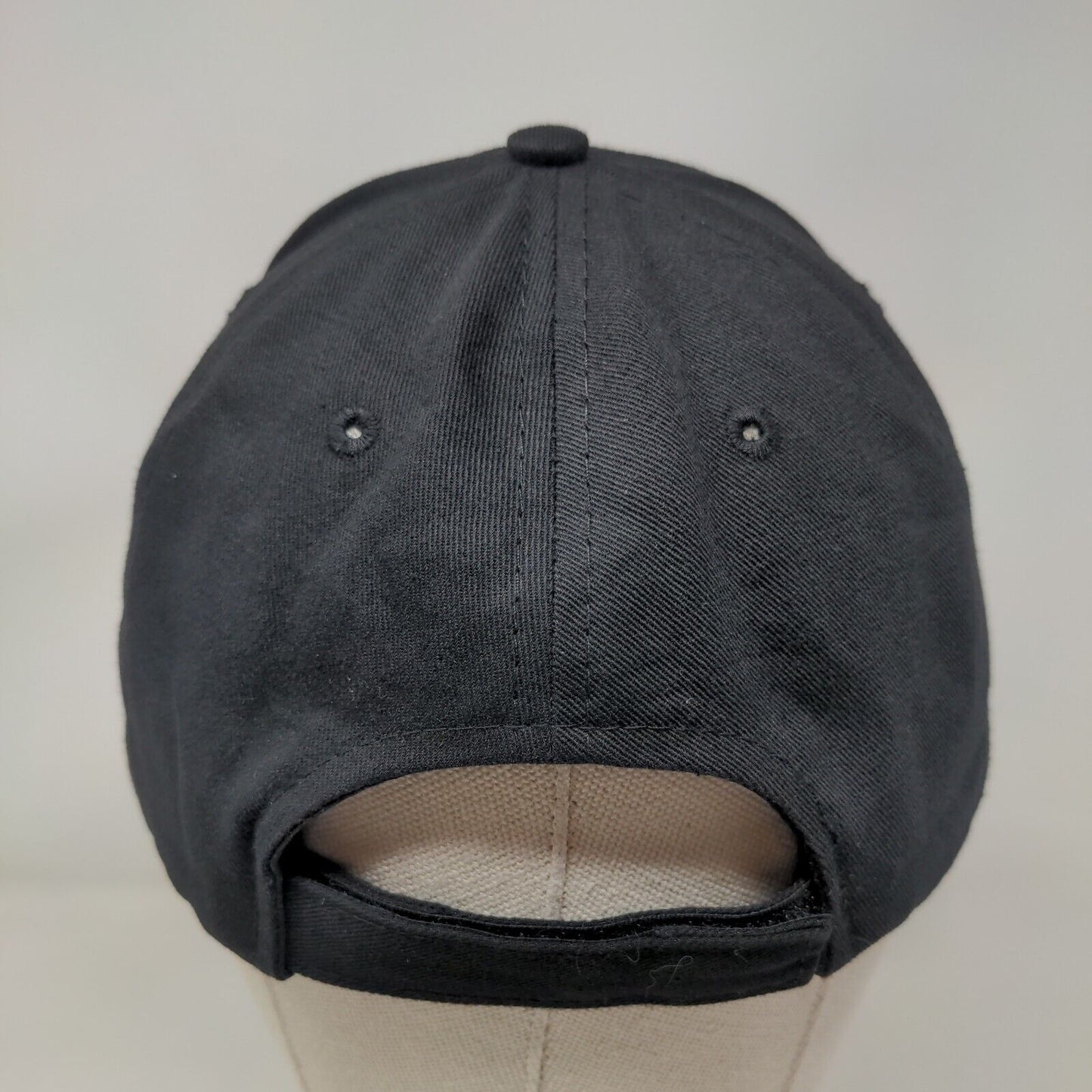 GE Strapback Hat Black One Size Embroidered Logo Adjustable 6 Panel