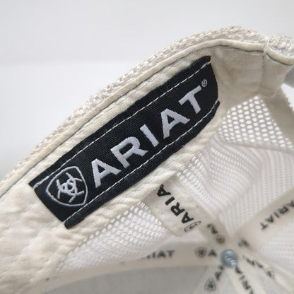 Ariat Trucker Hat Gray White One Size Mesh Back Snapback Heathered Shield Logo