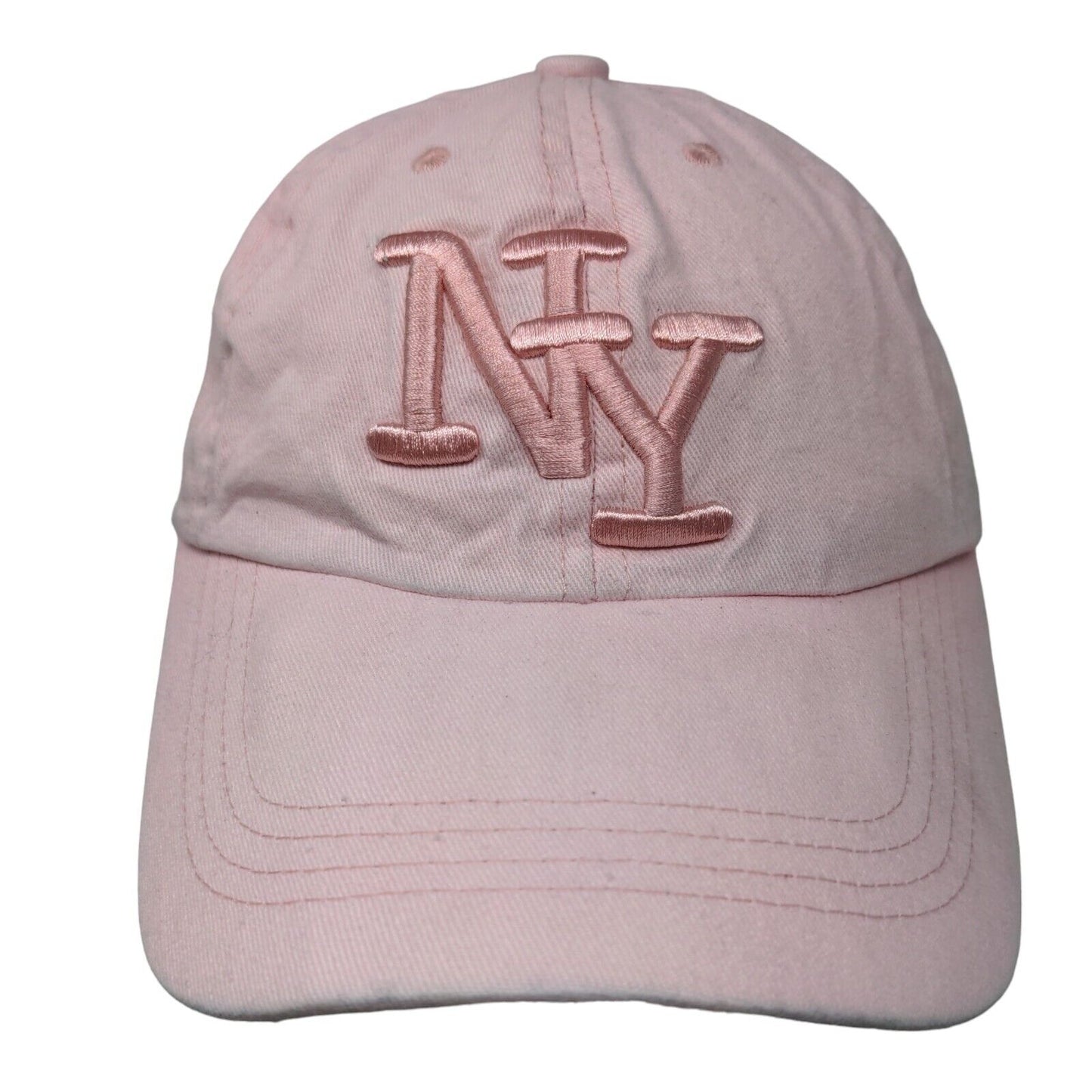 New York City Slideback Hat Pink One Size Embroidered Vent Holes 6 Panel