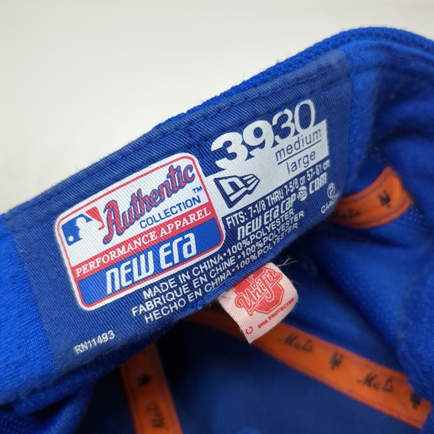 New York Mets MLB New Era Baseball Cap Blue L 39THIRTY Stretch Fit Mesh Logo Hat