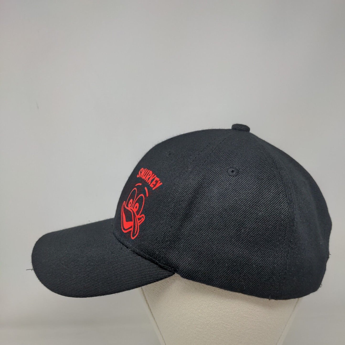 Snurkey Strapback Hat Black One Size Adjustable Graphic Print Vented Holes